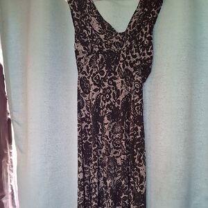 Calvin Klein Black and Grey Lace Maxi Dress